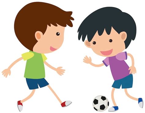 Dos niños jugando fútbol | Vector Premium