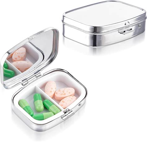 Amazon Sibba 2 Compartment Pill Box 2 Pack Stainless Steel Travel