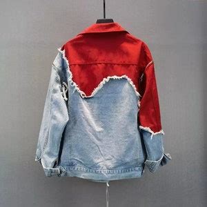 Women Red Jean Denim Jacket Wedding Guest Casual Jacket Full Sleeve