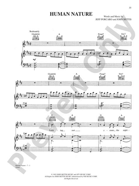 Human Nature: Piano/Vocal/Chords: Michael Jackson - Digital Sheet Music ...