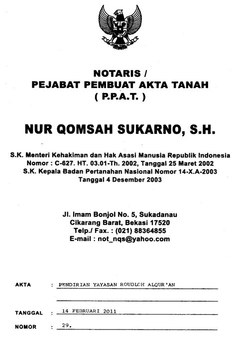 Detail Contoh Akta Pendirian Yayasan Koleksi Nomer 12