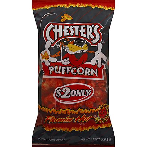 Chester S Flamin Hot Flavored Puffcorn Prepriced Oz Bag Popped Festival Foods Shopping