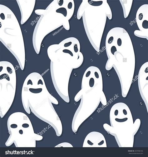 Halloween Themed Background Depicting Ghosts Various Stock Vector ...