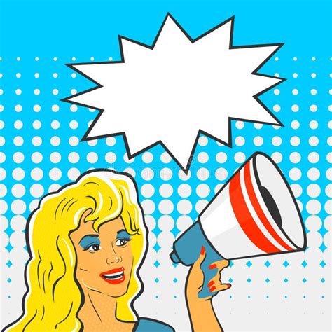 Pop Art Girl Megaphone Stock Illustrations 255 Pop Art Girl Megaphone