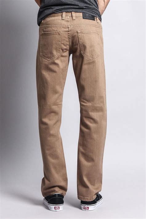 Mens Slim Fit Colored Denim Jeans Dark Khaki Khaki Jeans Men