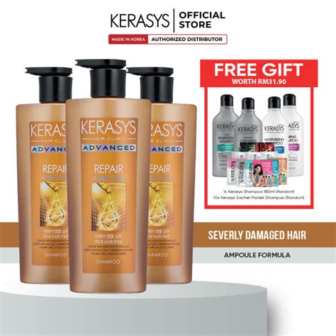 Kerasys Advanced Repair Ampoule Shampoo & Conditioner 3x600mL (Free 1x ...