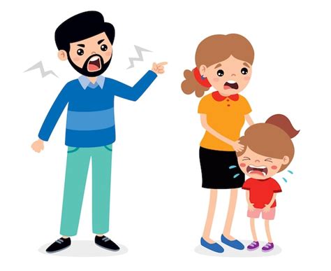 Premium Vector | Cartoon illustration of angry family quarreling