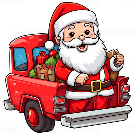 Cute Santa Claus Old Truck Clipart Illustration AI Generative 31767562 PNG