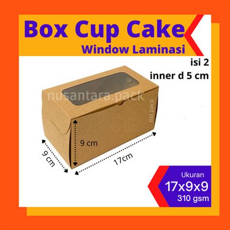 Jual Box Cupcake Dos Muffin Dus Pudding Isi 2 Kotak Kraft Ukuran 17x9x9