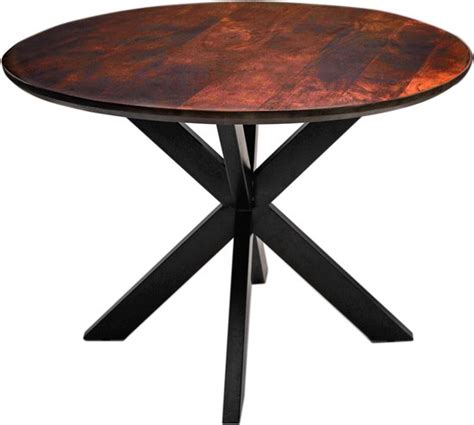 Zita Home Eettafel 140cm Rond Bruin Mangohout Kruispoot Bol