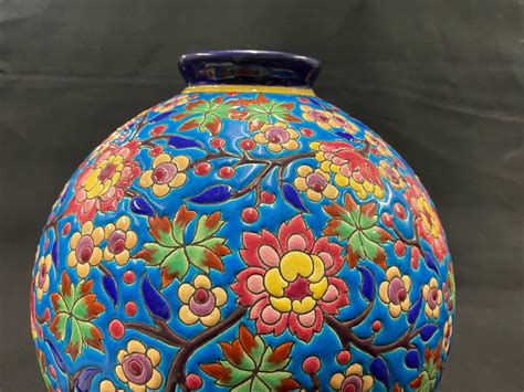 Proantic Longwy Important Ball Vase Decorated With Cloisonné Enamel