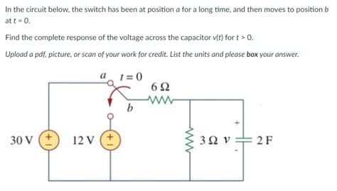 Solved In The Circuit Below The Switch Has Been At Position Chegg