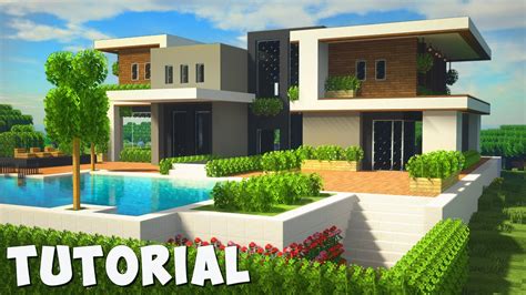 Minecraft How To Build A Large Modern House Tutorial Minecraft Modern