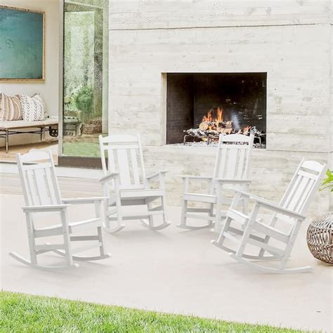 LUE BONA Hampton White Recycled Plastic Patio Adirondack Outdoor