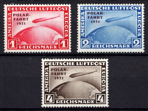 1931 Airmail Zeppelins POLAR FAHRT Weimar Republic Germany Mi