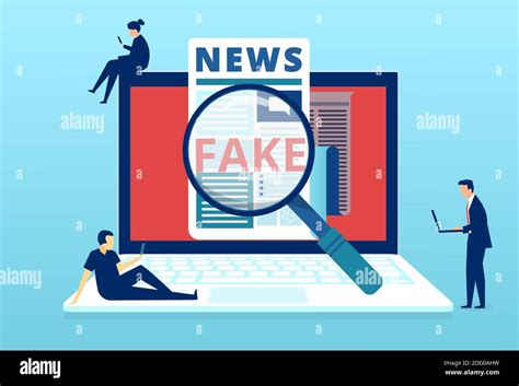 Vector Of A Group Of People Fact Checking Fake News Published In Social