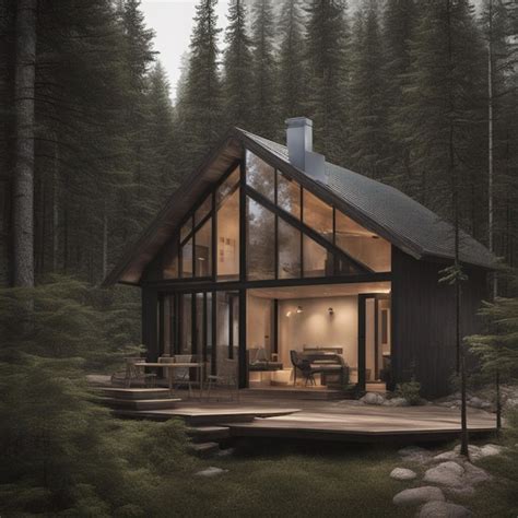 Premium AI Image | Tranquil Cabin in a Secluded Forest within the lake ...