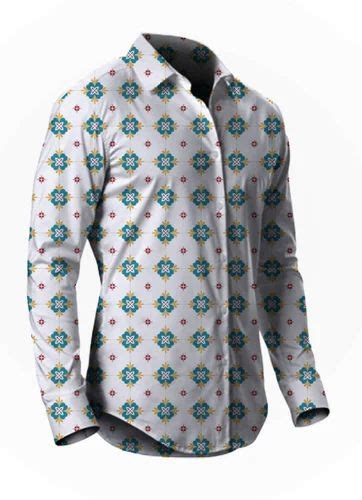 Poly Cotton Mens Printed Polly Cotton Shirt Casual Full Sleeves At