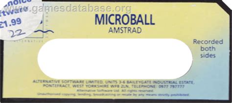 Micro Ball Amstrad CPC Artwork Cartridge Top