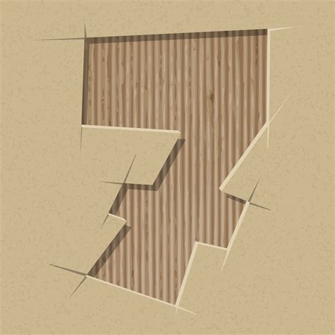 Number 7 Cut Out On A Cardboard Vector Paper Alphabet Royalty Free