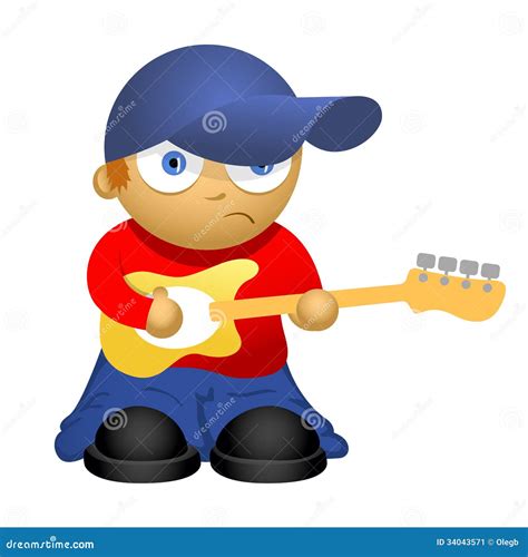 Funny Cartoon Bass-guitar Player Stock Illustration - Illustration of ...