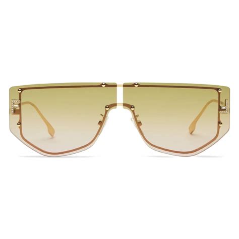 Fendi Fendi First Shield Sunglasses Gold Khaki Pink Gradient Sunglasses Fendi Eyewear