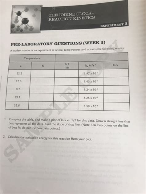 Solved The Iodine Clock Reaction Kinetics Experiment Chegg