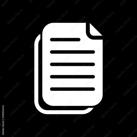 Document Simple Icon White Icon On Black Background Inversion Stock