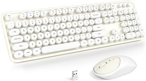 KNOWSQT Combo de teclado y mouse inalámbricos color blanco lechoso