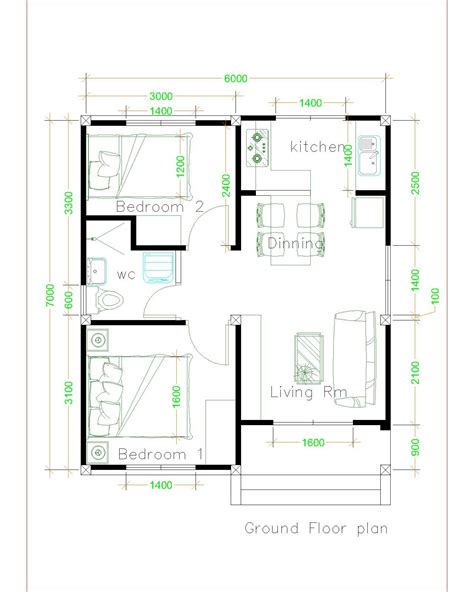 House Plans 6x7 With 2 Bedrooms Shed Roof Samphoas Plan