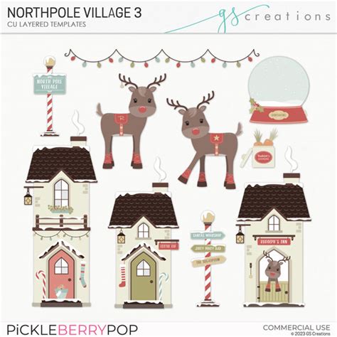 North Pole Village3 Layered Templates (CU) by GS Creations