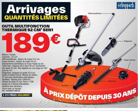 Promo Outil Multifonction Thermique 52 Cm³ 5en1 chez Brico Dépôt