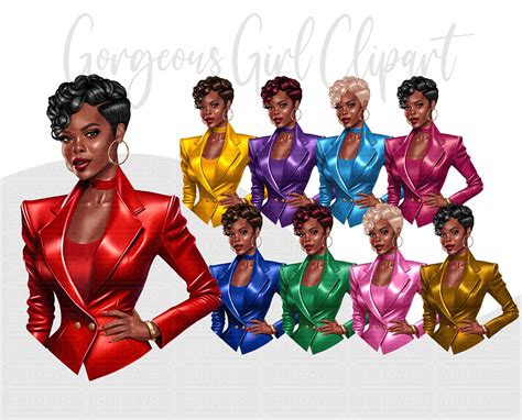 Girl Boss Clipart Set African American Girl Clipart Boss Babe Png Fashion Girl Clipart