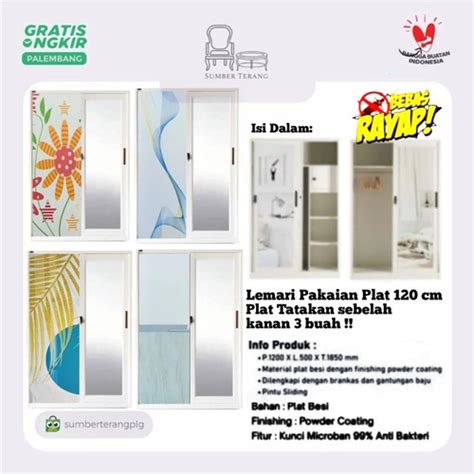 Jual Lemari Pakaian Plat Besi 2 Pintu Sliding Lemari Baju Plat Besi