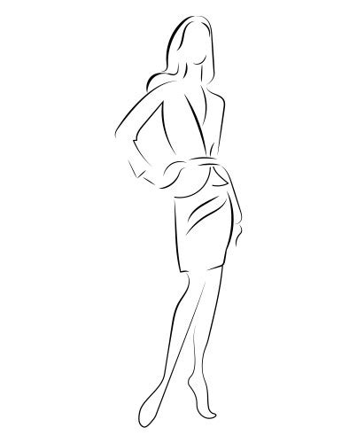 Girl In A Dress Linear Outlines Of Female Vector Image