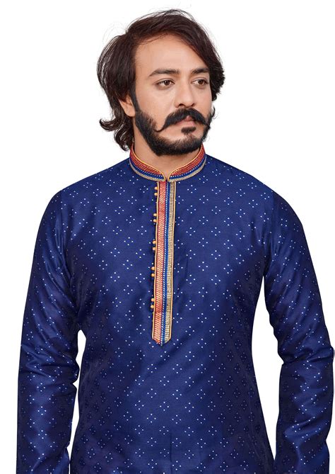 Outlook Dno D 19 Traditional Mens Indian Jacquard Silk Kurta Pajama