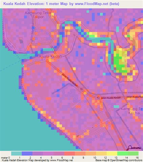 Elevation Of Kuala Kedahmalaysia Elevation Map Topography Contour