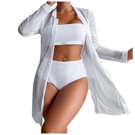 Wreesh Womens Piece Swimsuits Tropical Print Bikini Set With Kimono Beach Cover Ups Printed