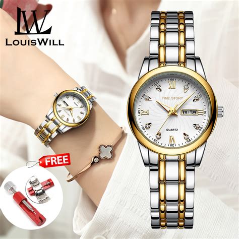 LouisWill Ladies Watch Fashion Quartz Watch Diamond Watches Steel Strap ...