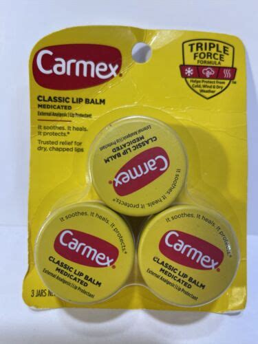 Carmex Classic Lip Balm Medicated 3 Jars 25 Oz Each Ebay