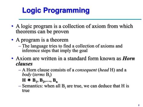 PPT Lecture 15 Introduction To Logic Programming With Prolog