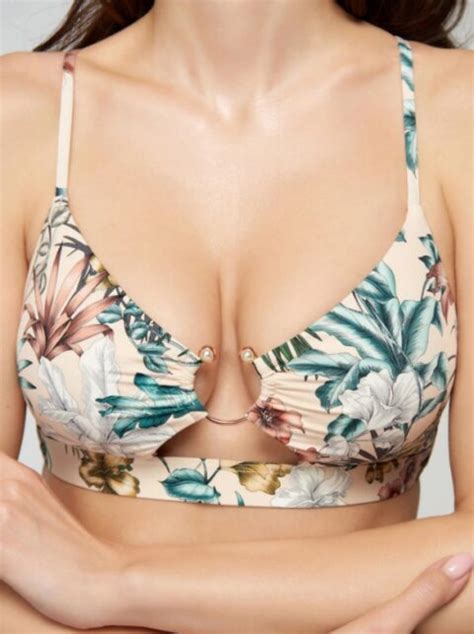 Marc And Andre Floral Touch Bralette Bikini With Low Rise Bottom