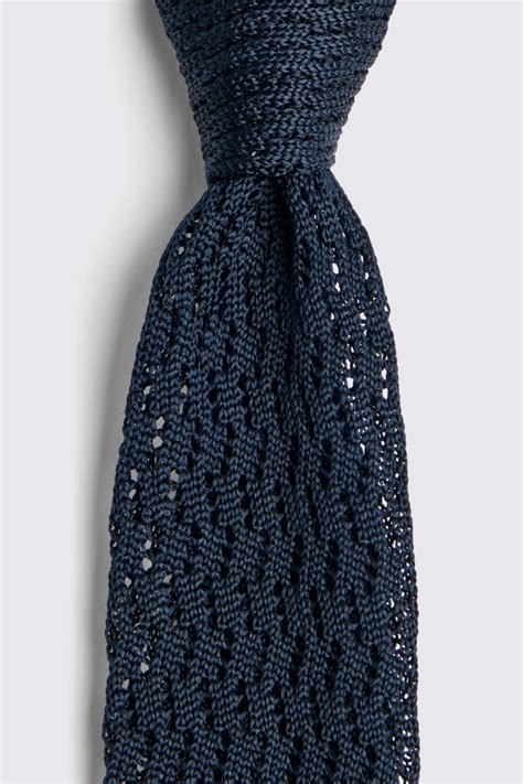 Navy Zigzag Silk Knit Tie | Buy Online at Moss