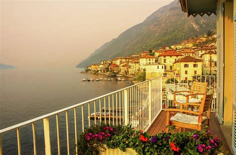 Balcony View of Sunset 2, Lake Como, Italy Photograph by Dawn Richards ...