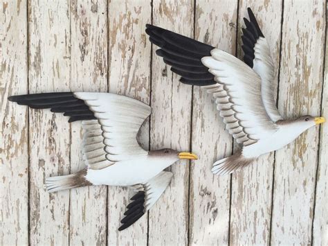 Details About 2 Metal Seagull Wall Plaques Nautical Beach Decor