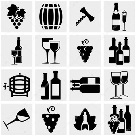 Wine Vector Icons Set On Gray — Stock Vector © Alexynder 32079539