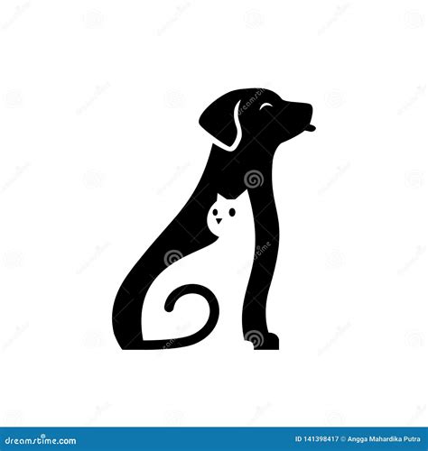 Dog Cat Pet Cute Care Logo Vector Icon Illustration Stock Illustration