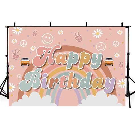 Buy AIBIIN 7x5ft Happy Birthday Backdrop For Gir Rainbow Hippie Boho