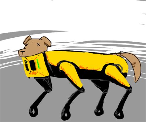 robot wears puppy's body as disguise - Drawception