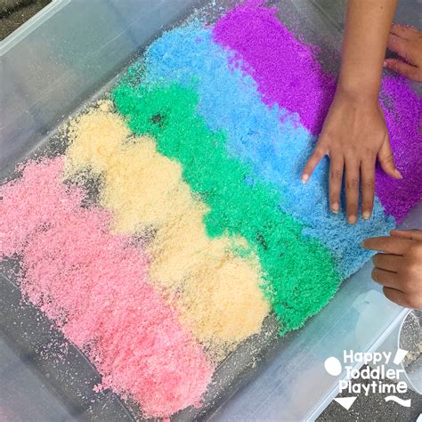 Easy Rainbow Instant Snow: STEM Sensory Activity - Happy Toddler Playtime